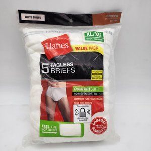 5 Pack Hanes white full rise men's briefs size XL  NIP